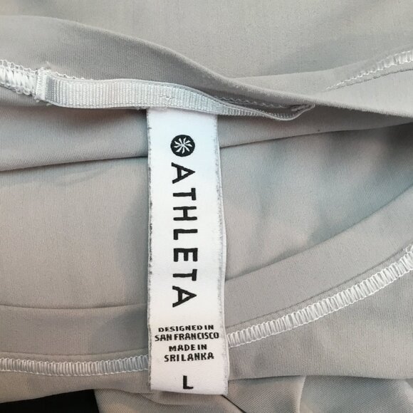 Athleta Womens Large Light Gray Short Sleeve Knot Front Activewear Top Nylon/Spa - Picture 5 of 7
